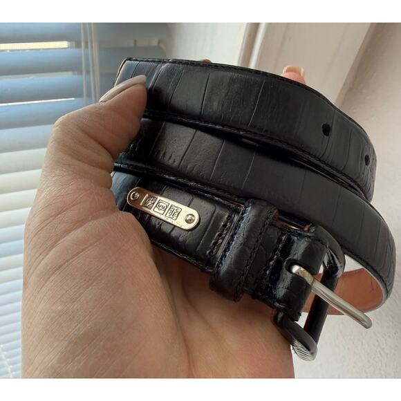 Ralph Lauren | Women Large | Black Alligator Embossed Leather Belt | Minimalist main image 4
